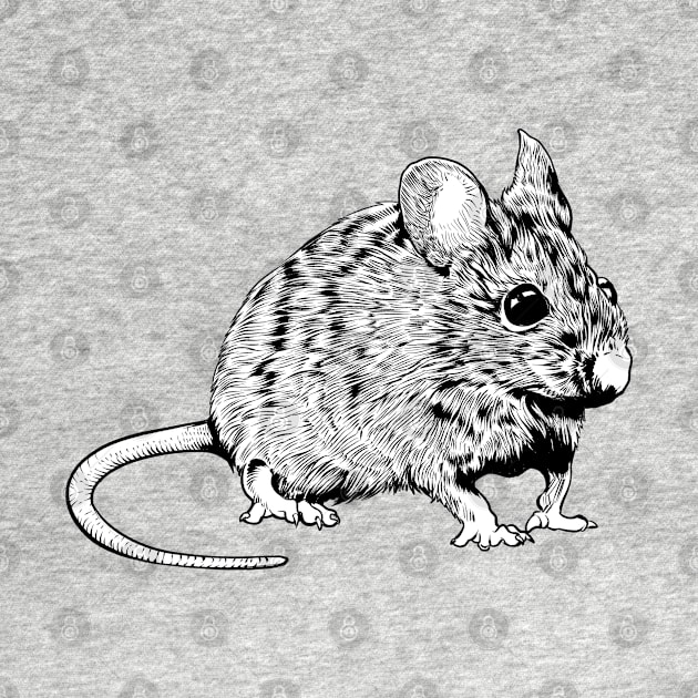 Black and white drawing - mouse by Modern Medieval Design